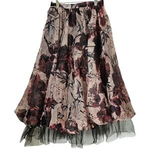 BROKEN ZIPPER Whimsy Goth Anthropologie Organza Bubble Skirt Size 2 Black Tulle